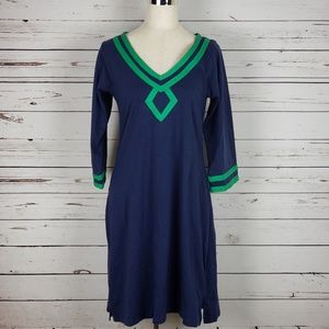 Duffield Lane Gabi Dress Navy/Green Sz L